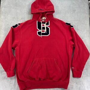 Triple Five Soul Hoodie Mens XXL Red Varsity Letter S Pullover Streetwear Cotton